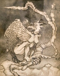 Gargoyle - etching (8" x 10")